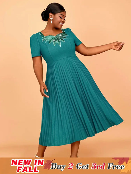 AOMEIDRESS A Line Wedding Guest Dresses V Neck Embroidered Sequin Green  