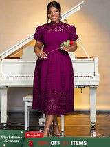 AOMEIDRESS A-line White Party Dress Hollow-out Sexy Lace Dresses Purple / S