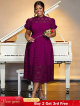 AOMEIDRESS A-line White Party Dress Hollow-out Sexy Lace Dresses Purple / S