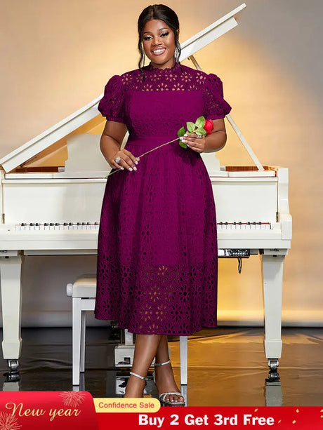 AOMEIDRESS A-line White Party Dress Hollow-out Sexy Lace Dresses Purple / S