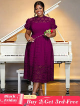 AOMEIDRESS A-line White Party Dress Hollow-out Sexy Lace Dresses Purple / S