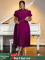 AOMEIDRESS A-line White Party Dress Hollow-out Sexy Lace Dresses Purple / S