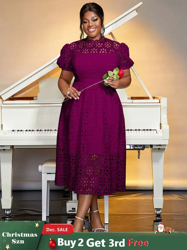 AOMEIDRESS A-line White Party Dress Hollow-out Sexy Lace Dresses Purple / S