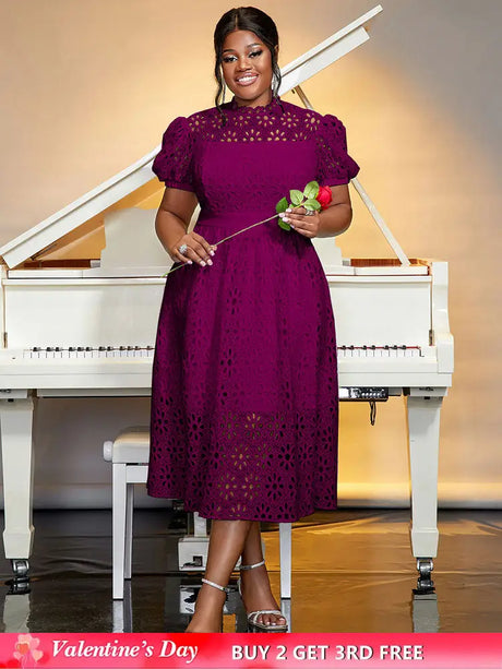 AOMEIDRESS A-line White Party Dress Hollow-out Sexy Lace Dresses Purple / S