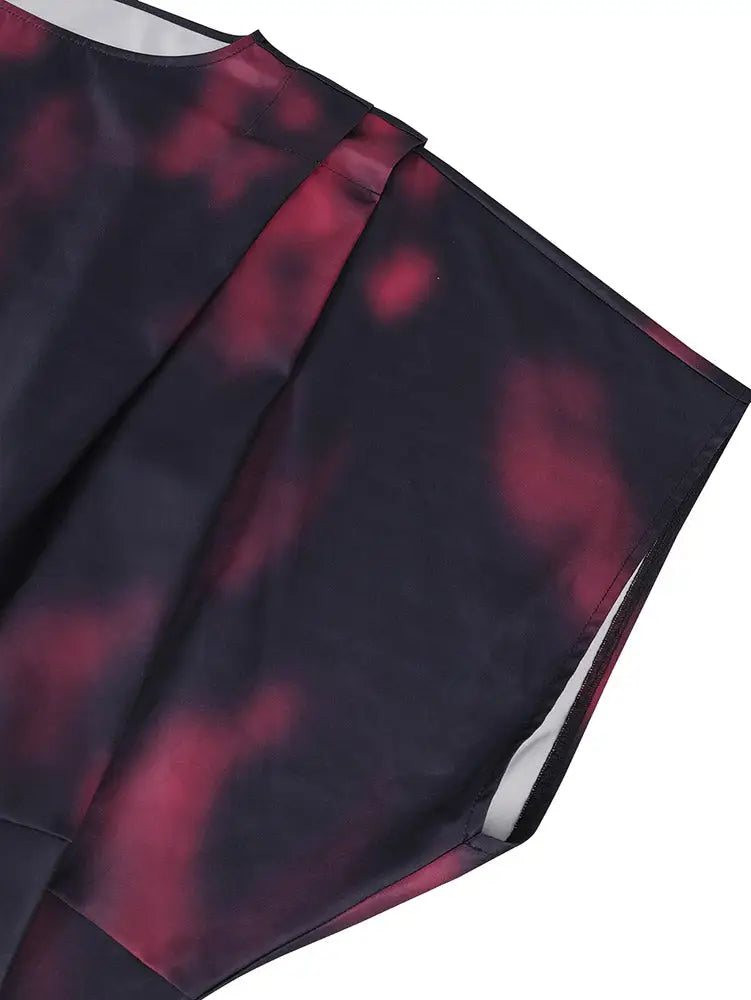 AOMEIDRESS Africa Bubu Dress Kaftan Priting Waist Tie Batwing Sleeves - Black / OneSize