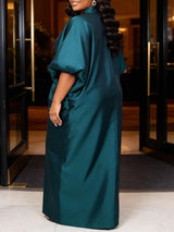 AOMEIDRESS African Kaftan Bubu Dress V Neck Shrring Loose Waist Tie