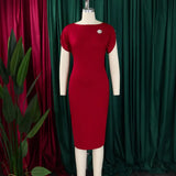AOMEIDRESS African Pretty Church Dresses Short Sleeve Elegant Bodycon Gowns