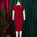 AOMEIDRESS African Pretty Church Dresses Short Sleeve Elegant Bodycon Gowns