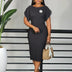 AOMEIDRESS African Pretty Church Dresses Short Sleeve Elegant Bodycon Gowns Black / S