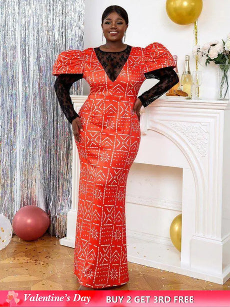 Red plus size long sleeve formal dresses