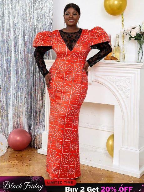 Red plus size long sleeve formal dresses
