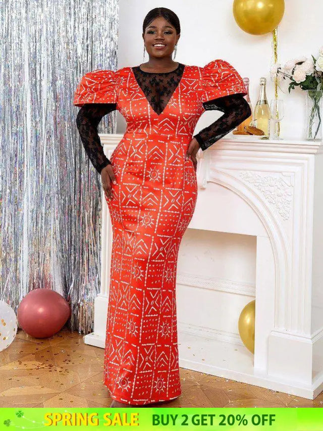 Red plus size long sleeve formal dresses