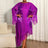 AOMEIDRESS African Shiny Tassel Boubou Dress Loose Traditional Gowns Purple / OneSize