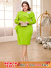 o neck green midi dresses for women