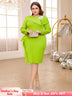 o neck green midi dresses for women