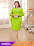 o neck green midi dresses for women
