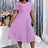 AOMEIDRESS Asymmetrical Neck Ruffles Short Sleeve Pleated Dress Purple / S