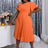 AOMEIDRESS Asymmetrical Neck Ruffles Short Sleeve Pleated Dress Orange / S