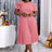 AOMEIDRESS Asymmetrical Neck Ruffles Short Sleeve Pleated Dress Pink / S