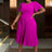 AOMEIDRESS Asymmetrical Neck Ruffles Short Sleeve Pleated Dress Rose / S