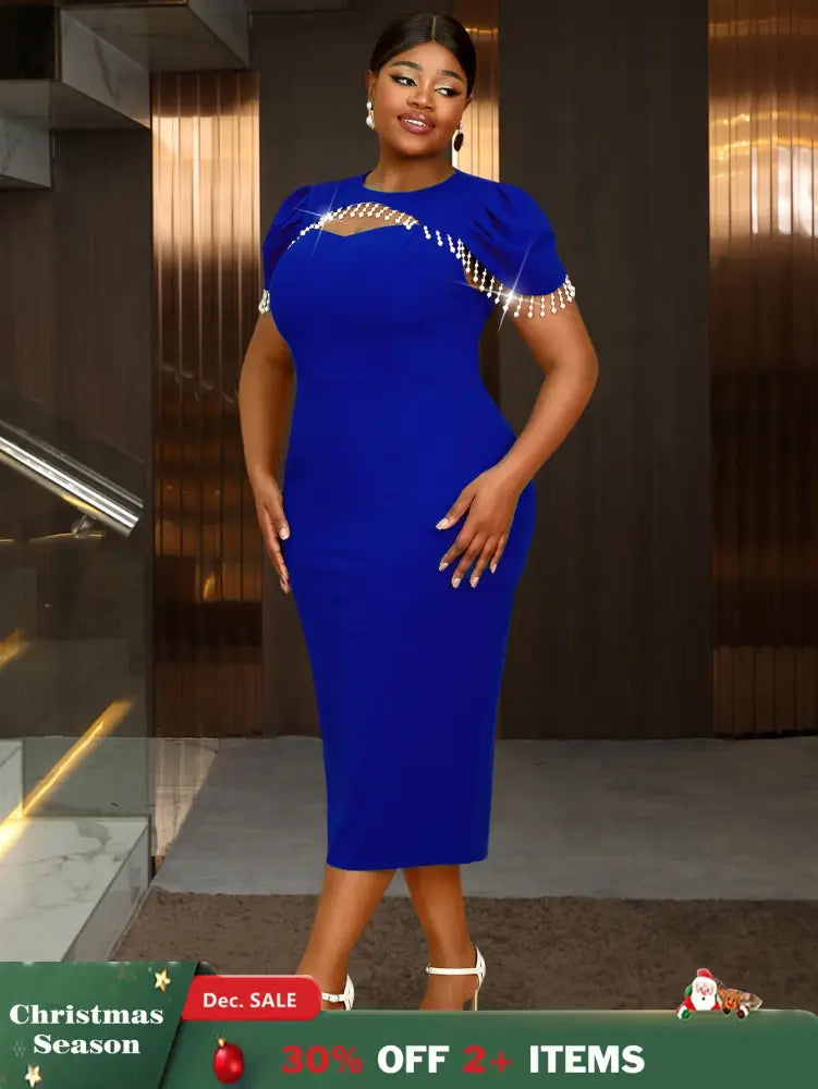 Beaded Hollow Out Bodycon Dress for Evening or Special Events

