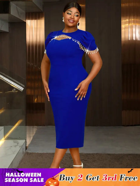 Beaded Hollow Out Bodycon Dress for Evening or Special Events


