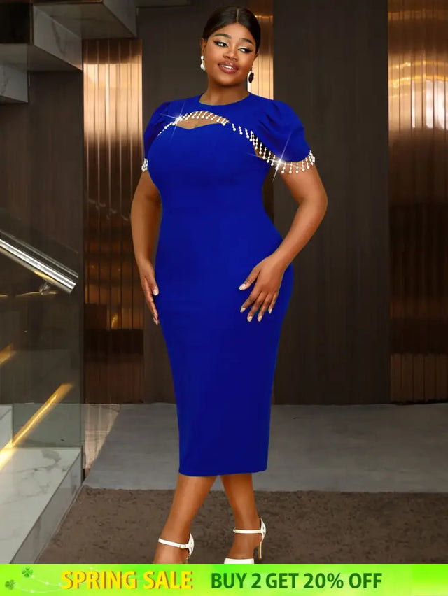 Beaded Hollow Out Bodycon Dress for Evening or Special Events

