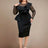 AOMEIDRESS Beaded Sheath Dress Ruffles O Neck Sheer Mesh Long Sleeves Black / S