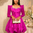 AOMEIDRESS Beading Bubble Dress Sweetheart Long Sleeve Cocktail Party Rose / S