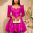 AOMEIDRESS Beading Bubble Dress Sweetheart Long Sleeve Cocktail Party Rose / S