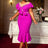 AOMEIDRESS Beading Mermaid Dress O Neck Ruffles Evening Party Gowns Rose / S