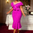 AOMEIDRESS Beading Mermaid Dress O Neck Ruffles Evening Party Gowns Rose / S