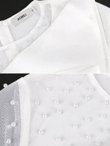 AOMEIDRESS Beading Party Dress Peplum Sexy Long Sleeve Mesh Patchwork