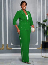 AOMEIDRESS Beading Two Pieces Set Office Ladies Party Classy Suits