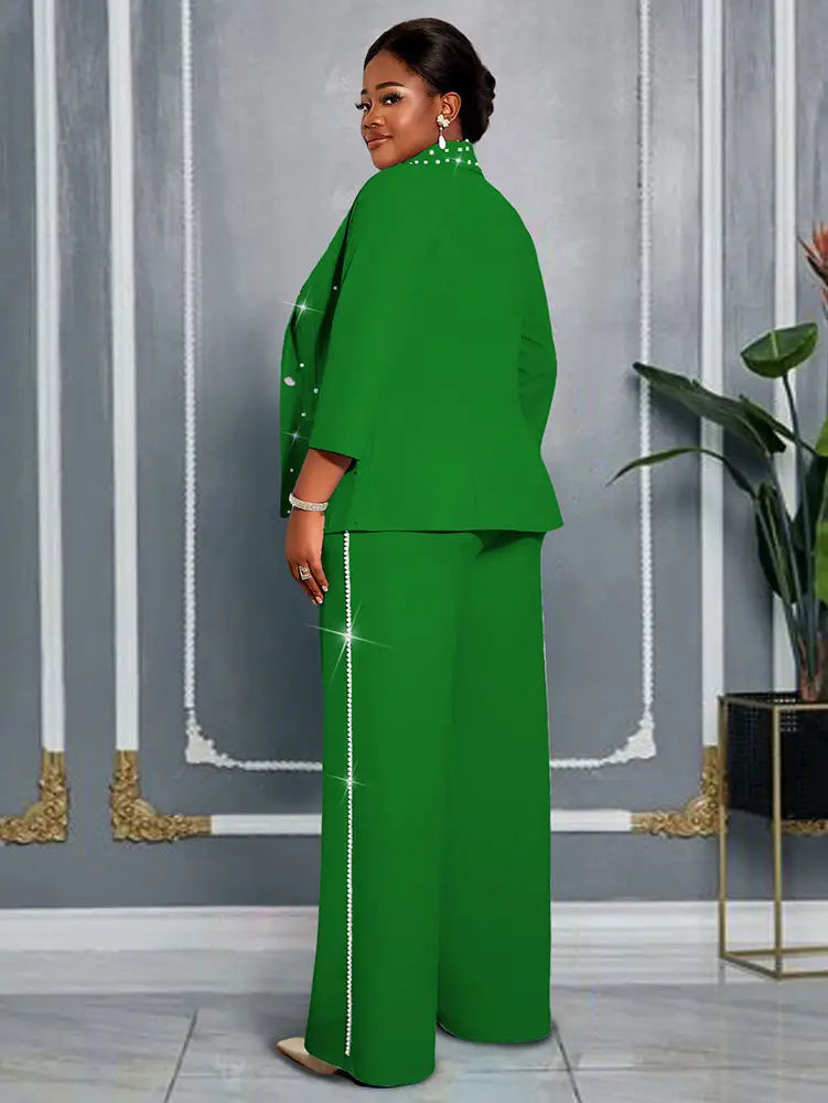 AOMEIDRESS Beading Two Pieces Set Office Ladies Party Classy Suits