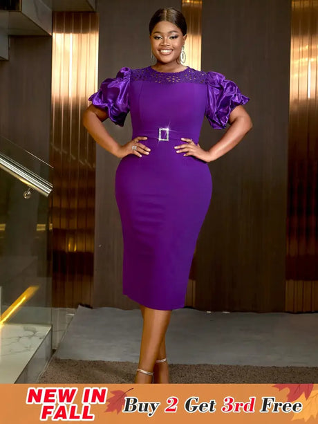 AOMEIDRESS Beautiful Church Dresses Lace Short Sleeve Purple  