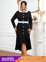 AOMEIDRESS Black Business Casual Holiday Work Dresses Winter Outfits Black / 0XL