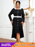 AOMEIDRESS Black Business Casual Holiday Work Dresses Winter Outfits Black / 0XL