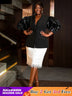 AOMEIDRESS Black Casual Blazer Top With One Button Office Lady Clothes Black / S