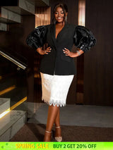 AOMEIDRESS Black Casual Blazer Top With One Button Office Lady Clothes Black / S