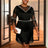 AOMEIDRESS Black Fringe Beaded Mini Dress Party Cocktail Events Gowns Black / S