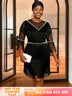 AOMEIDRESS Black Fringe Beaded Mini Dress Party Cocktail Events Gowns Black / S