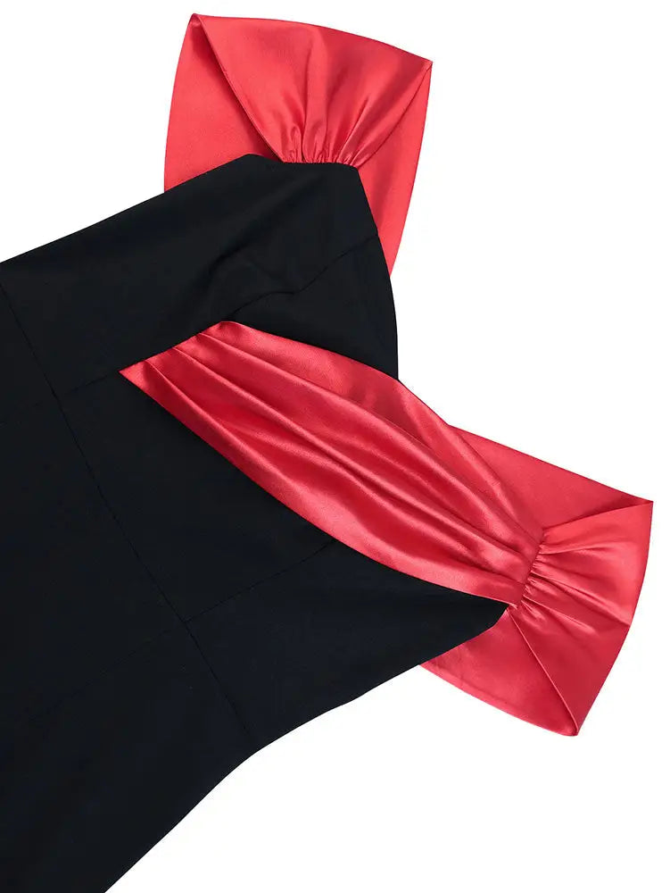 AOMEIDRESS Black Mermaid Bow Off Shoulder Dress For Evening Party