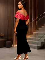 AOMEIDRESS Black Mermaid Bow Off Shoulder Dress For Evening Party