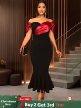 AOMEIDRESS Black Mermaid Bow Off Shoulder Dress For Evening Party Black / S
