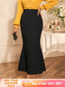 AOMEIDRESS Black Mermaid Skirt Elegant Office Church Party Outfit Black / S