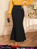 AOMEIDRESS Black Mermaid Skirt Elegant Office Church Party Outfit Black / S