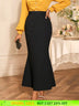 AOMEIDRESS Black Mermaid Skirt Elegant Office Church Party Outfit Black / S