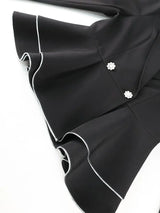 AOMEIDRESS Black Peplum Blazer Top Silver Binding Office Outfits