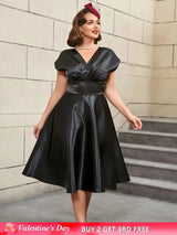 AOMEIDRESS Black Sleeveless A Line Dress Elegant Office Wear
